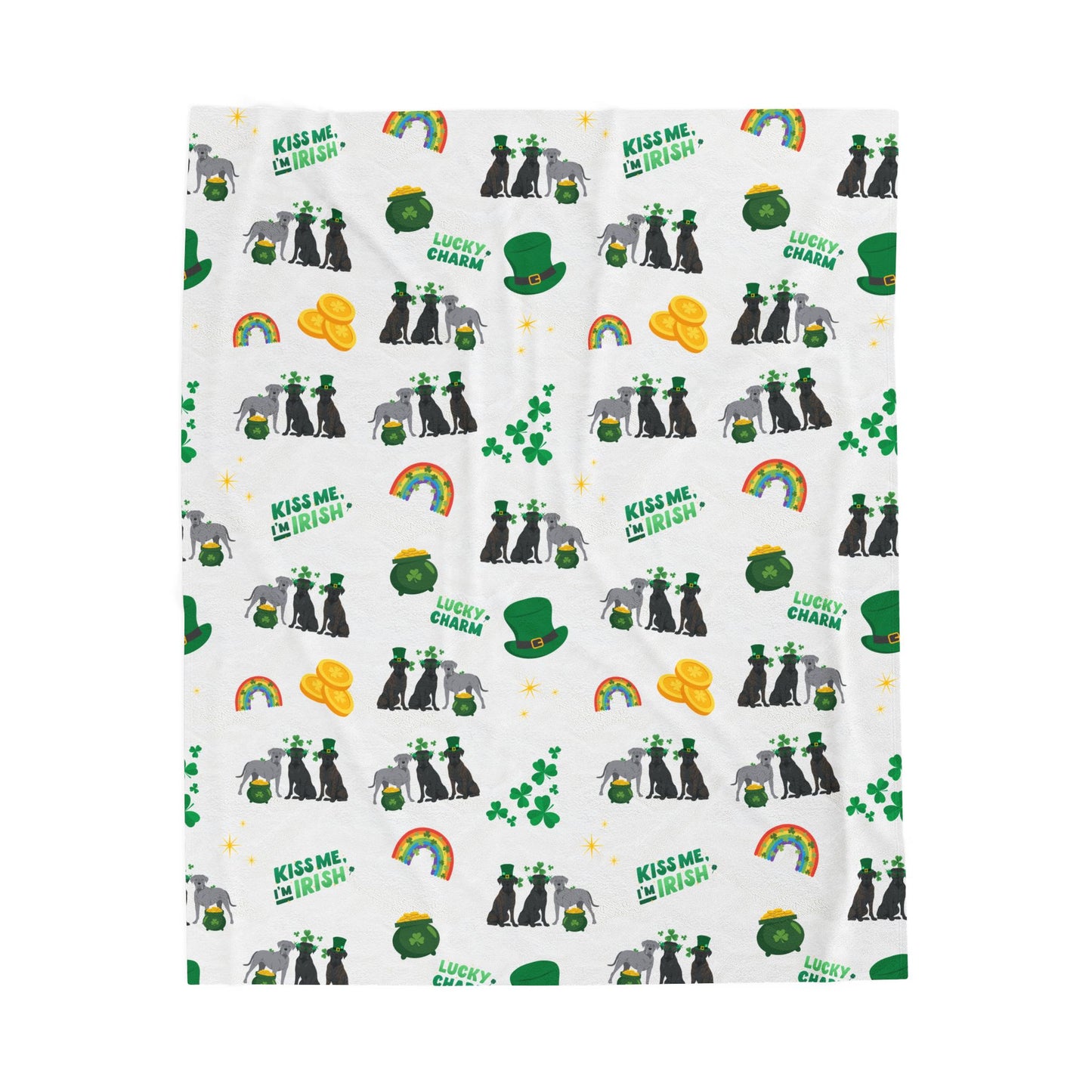 Cane Corso Dog St Patrick’s Day Velveteen Plush Blanket