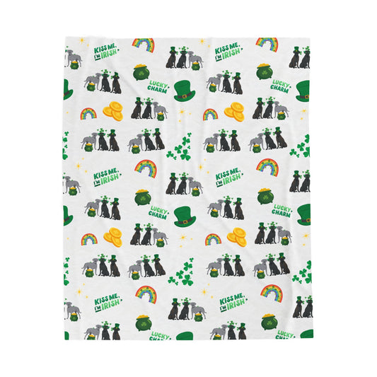 Cane Corso Dog St Patrick’s Day Velveteen Plush Blanket