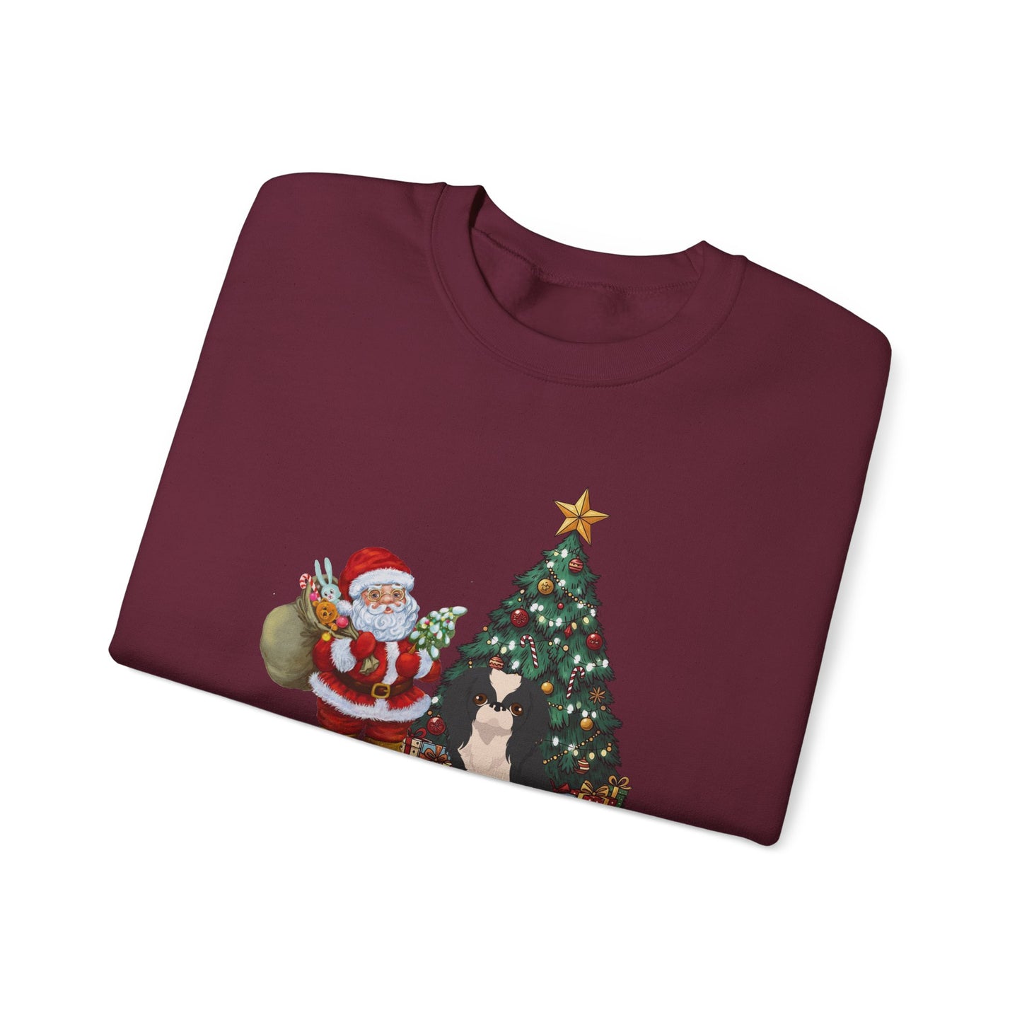 Japanese Chin Dog Santa's Little Helper Unisex Heavy Blend Crewneck Sweatshirt