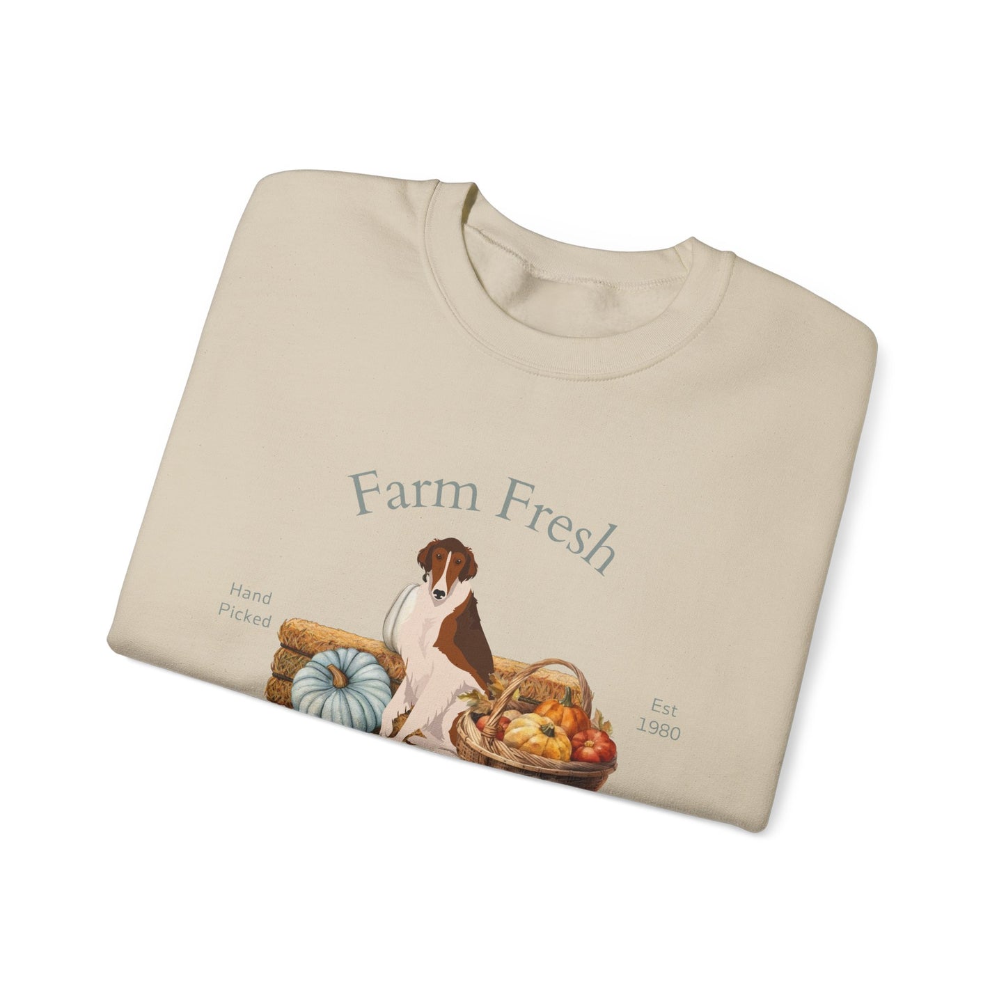 Borzoi Dog Fall Farm Fresh Unisex Heavy Blend Crewneck Sweatshirt