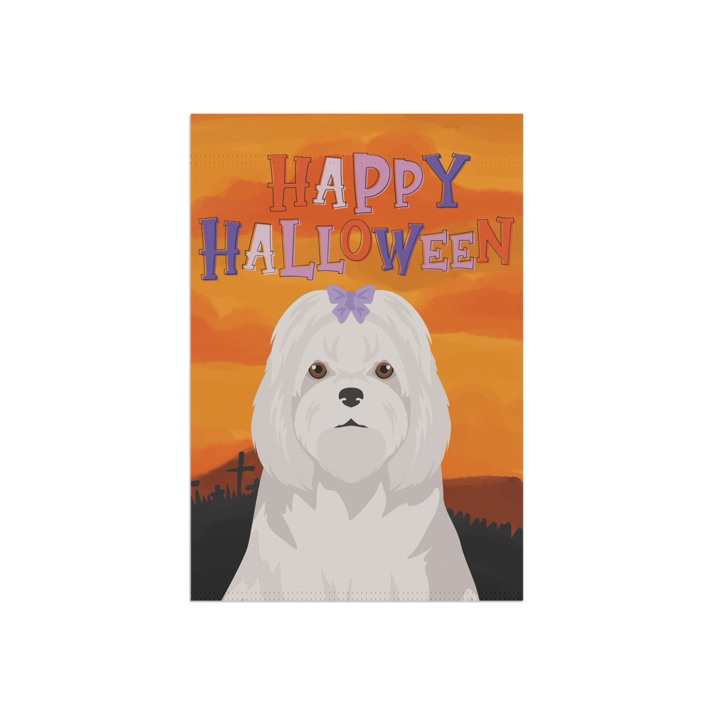 Maltese Dog Halloween Garden Flag