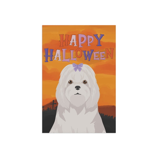 Maltese Dog Halloween Garden Flag