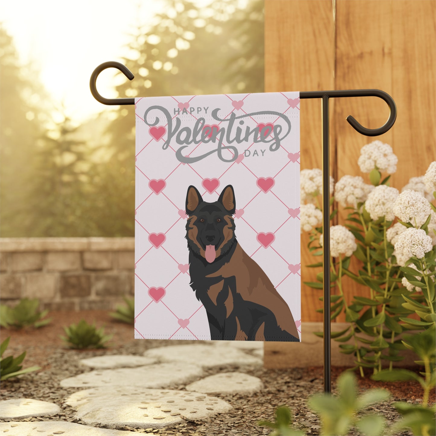 German Shepherd Dog Valentines Day Garden Flag
