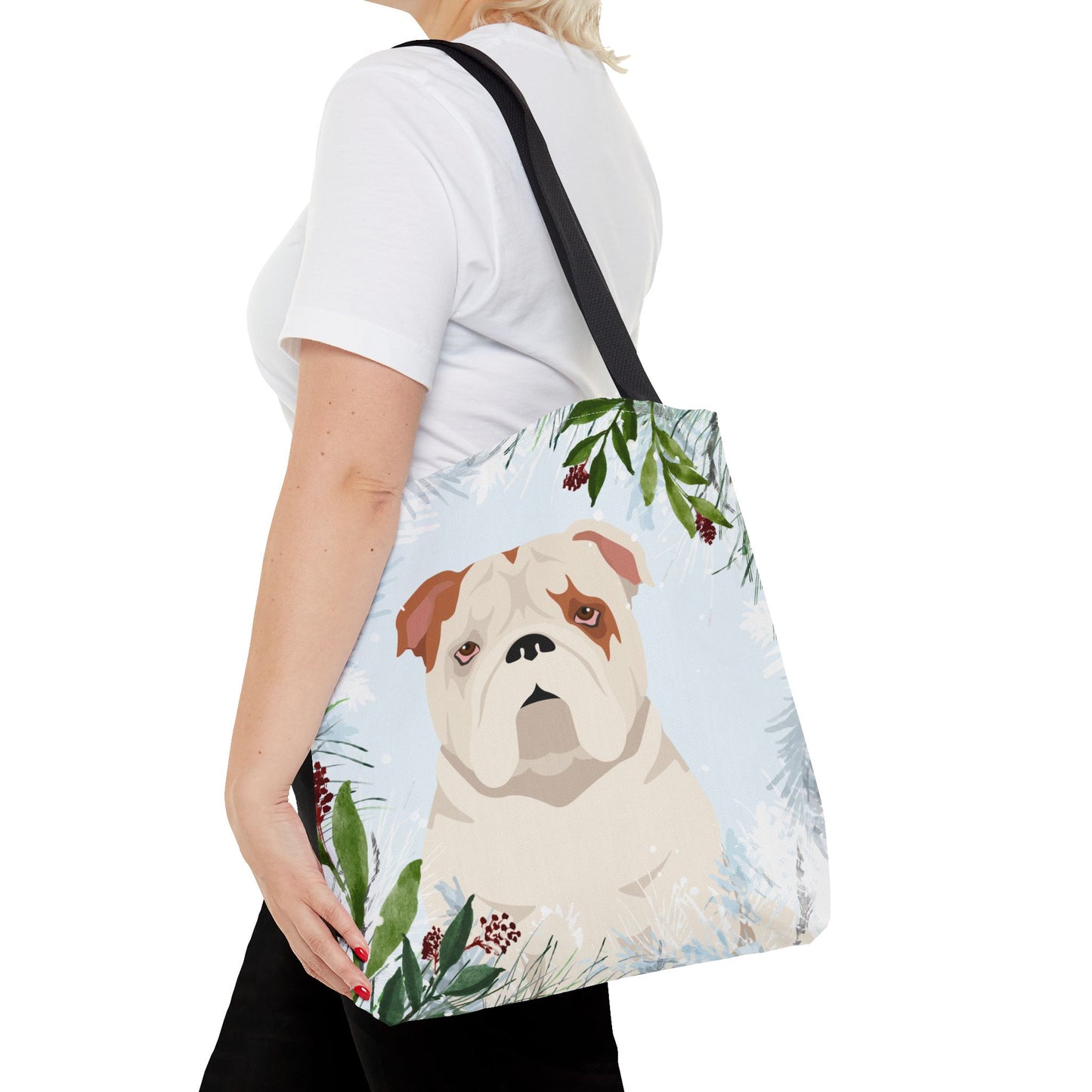 Bulldog Dog Christmas Holiday Tote Bag 16x16