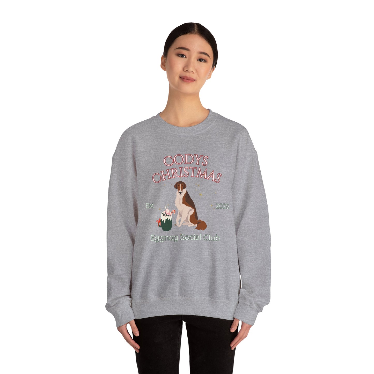 Borzoi Dog Christmas Social Club Unisex Heavy Blend Crewneck Sweatshirt Custom Name