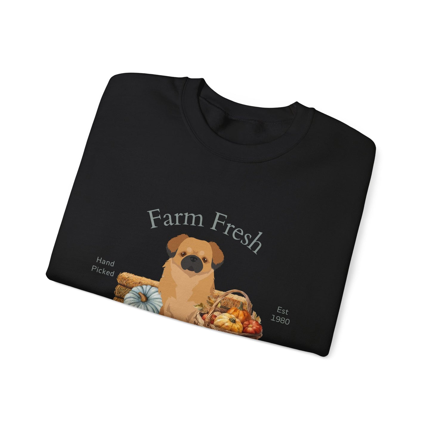 Tibetan Spaniel Dog Fall Farm Fresh Unisex Heavy Blend Crewneck Sweatshirt