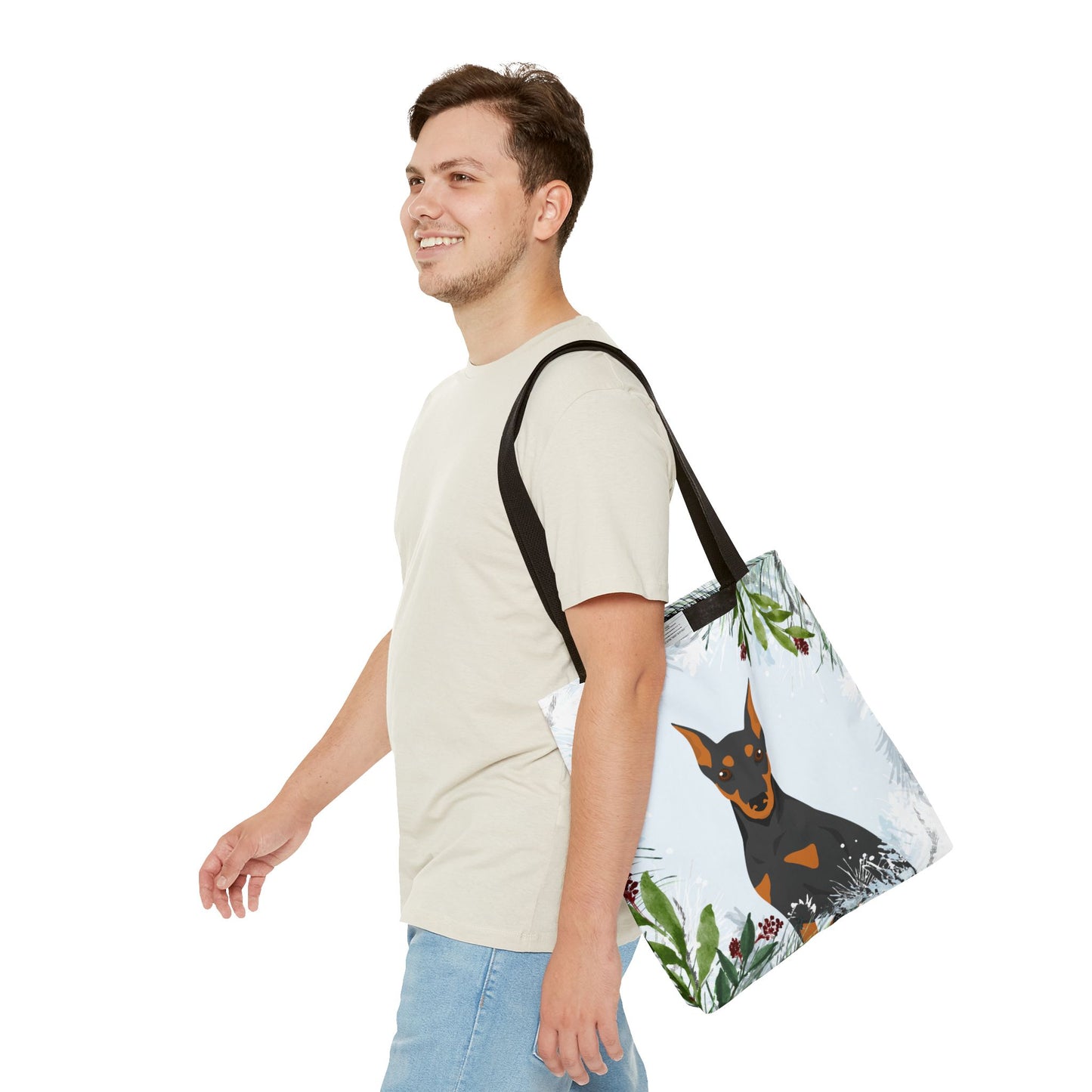 German Pinscher Dog Christmas Holiday Tote Bag 16x16