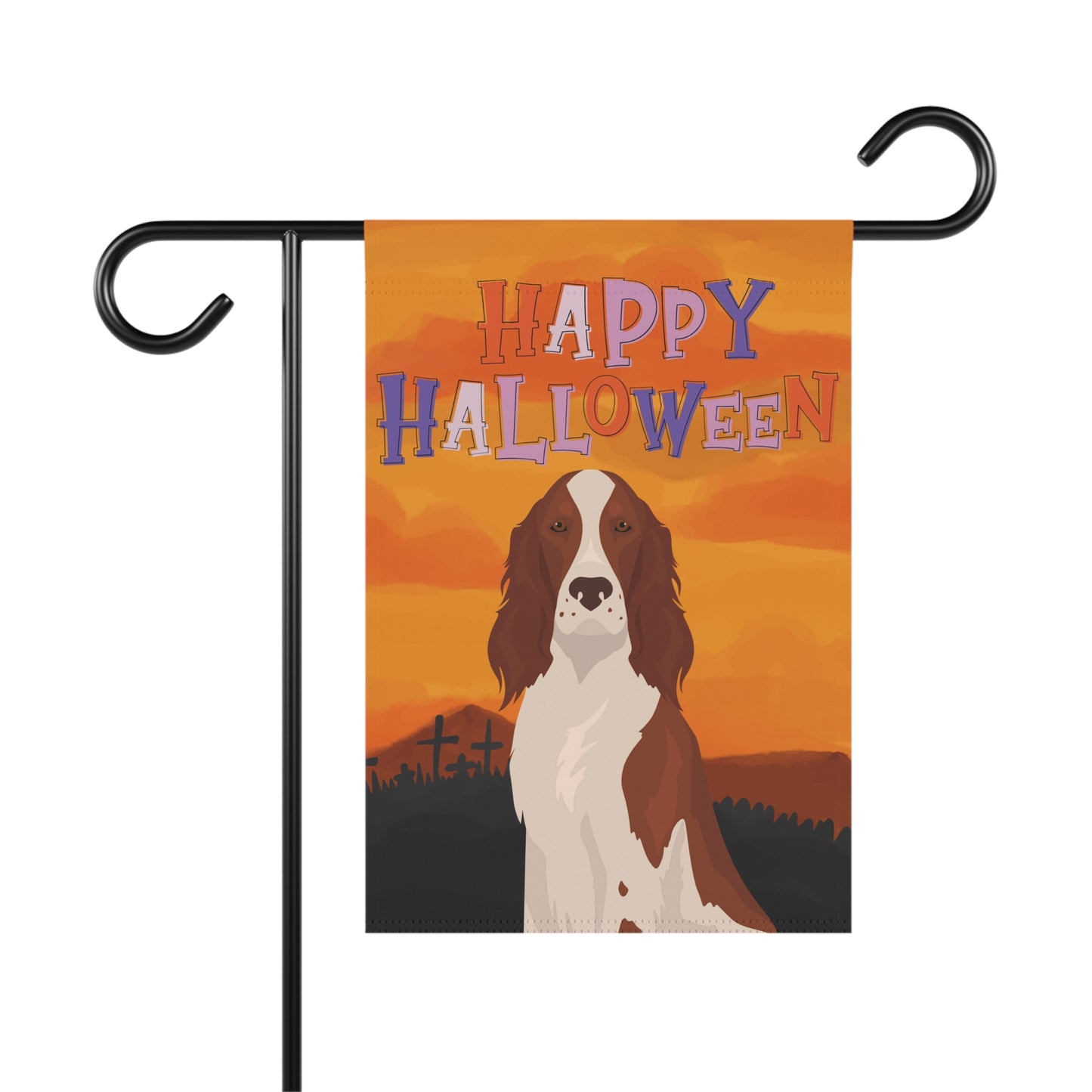 Irish Red and White Setter Dog Halloween Garden Flag