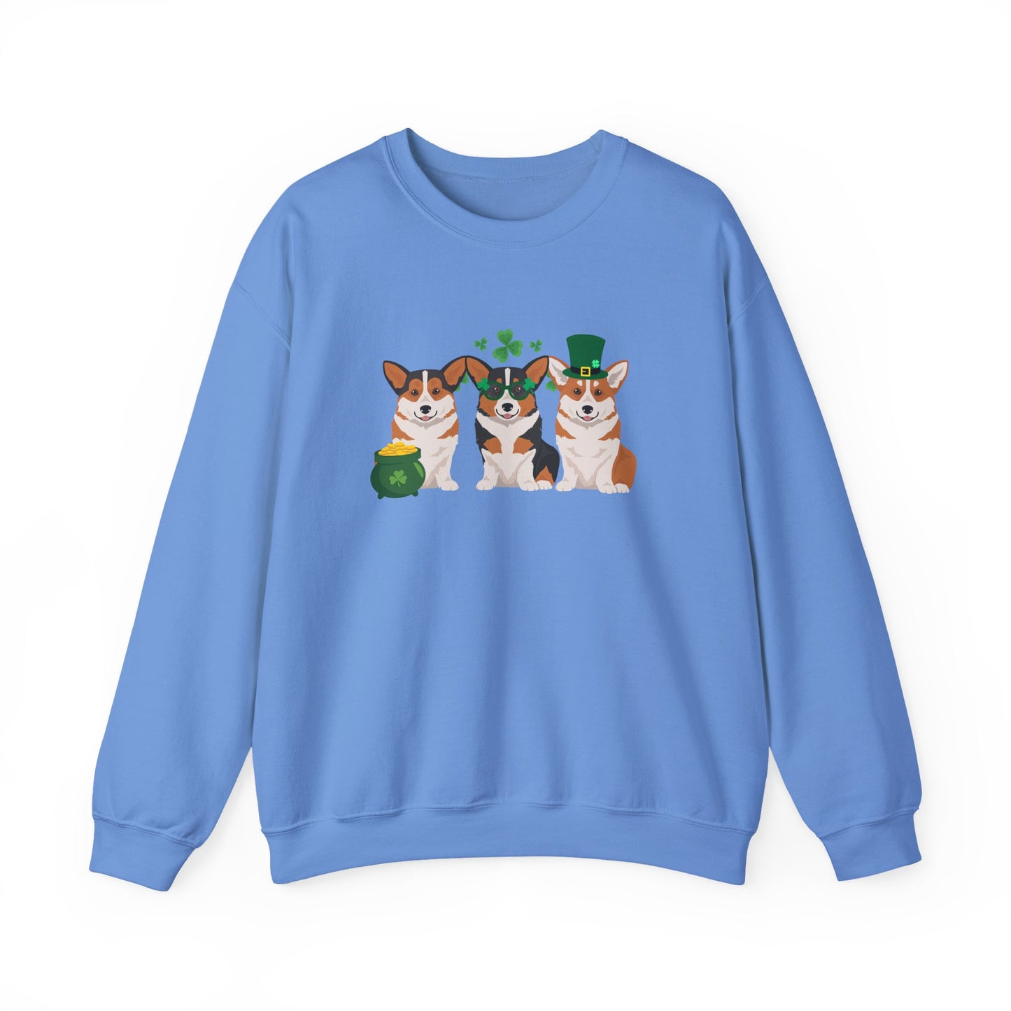 Pembroke Welsh Corgi Dog St Patricks Day Unisex Heavy Blend Crewneck Sweatshirt, St Pattys day, Cute Dog Mom Gift