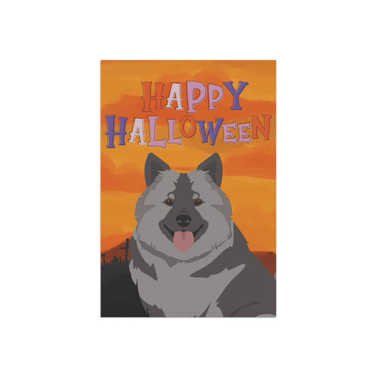 Keeshound Dog Halloween Garden Flag