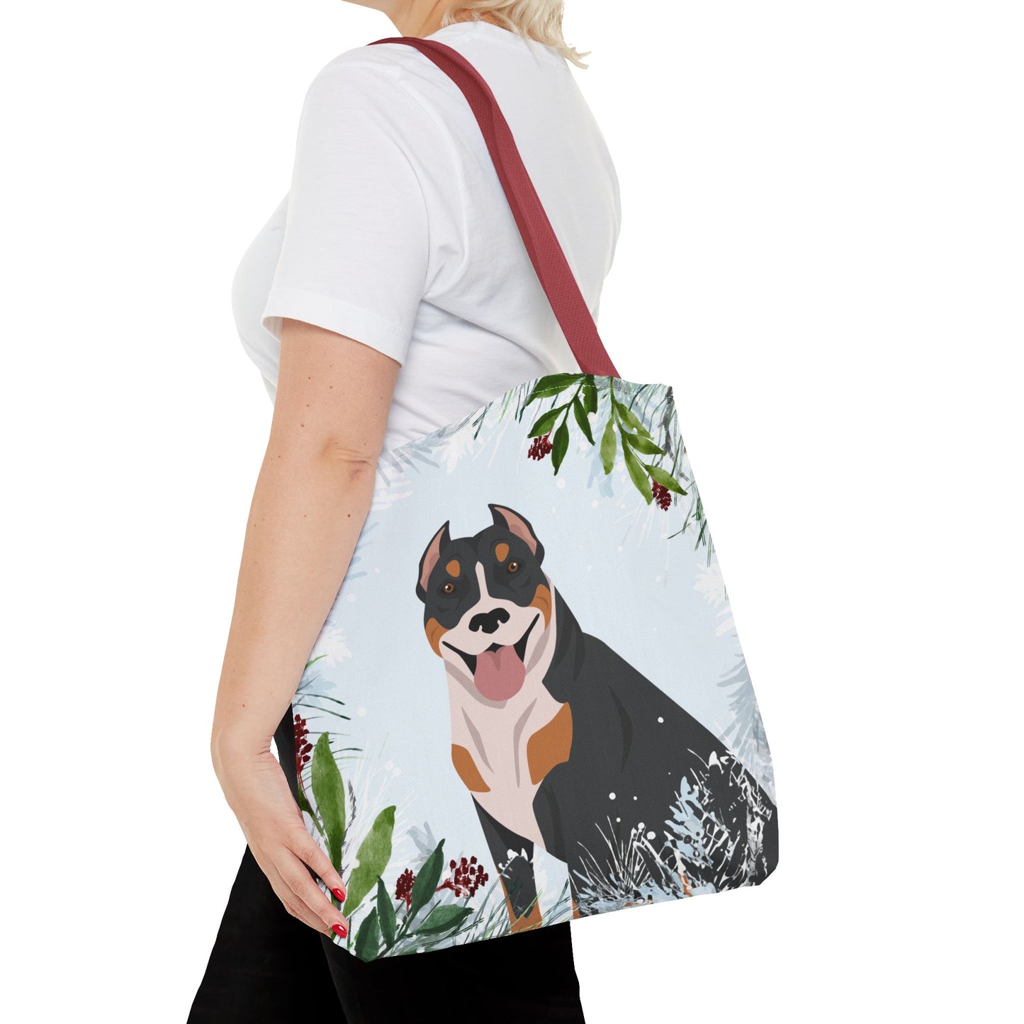 Pit Bull Dog Christmas Holiday Tote Bag 16x16