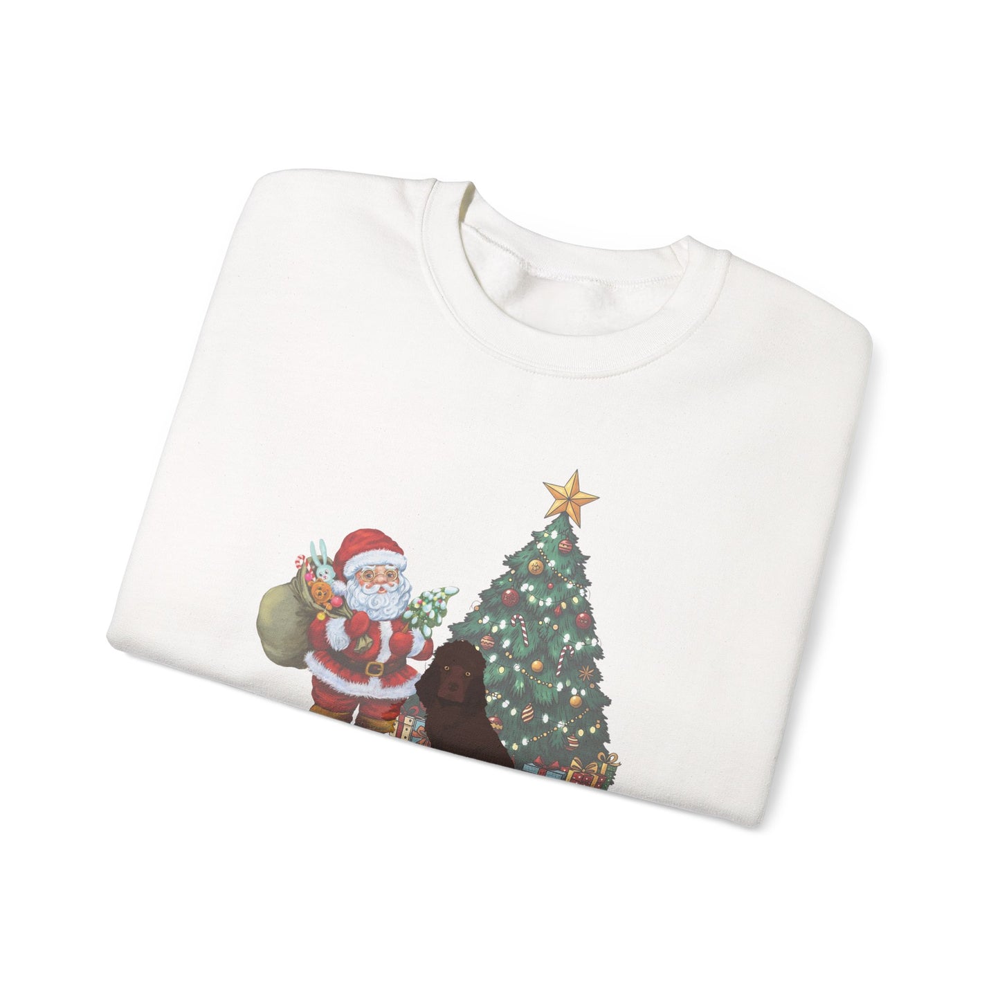 Irish Water Spaniel Dog Santa's Little Helper Unisex Heavy Blend Crewneck Sweatshirt