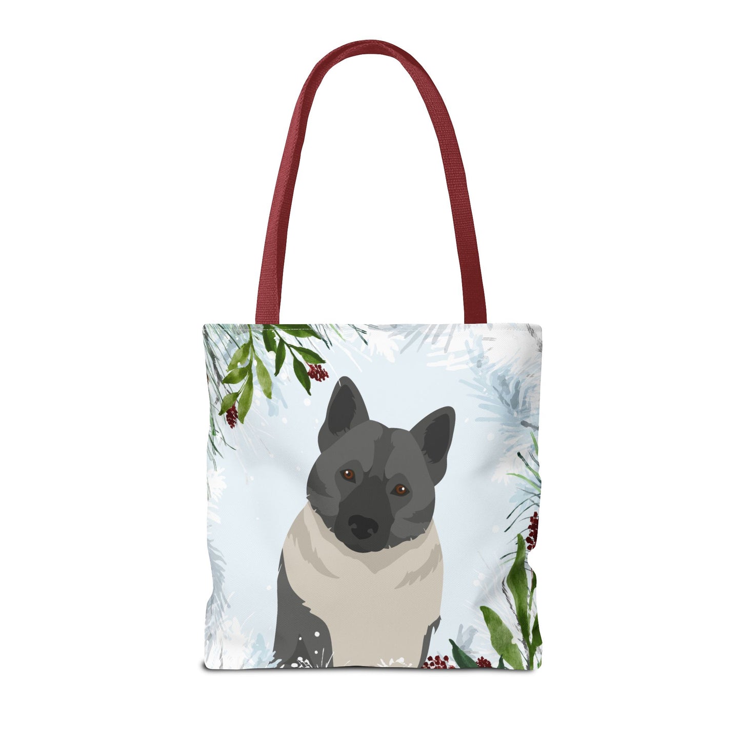 Norwegian Elkhound Dog Christmas Holiday Tote Bag 16x16