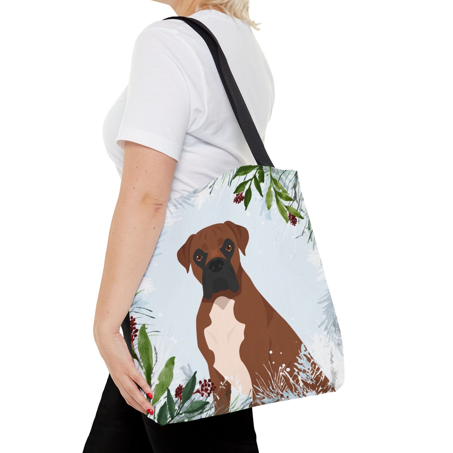 Boxer Dog Christmas Holiday Tote Bag 16x16