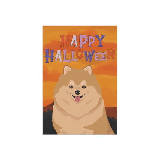 Pomeranian Dog Halloween Garden Flag