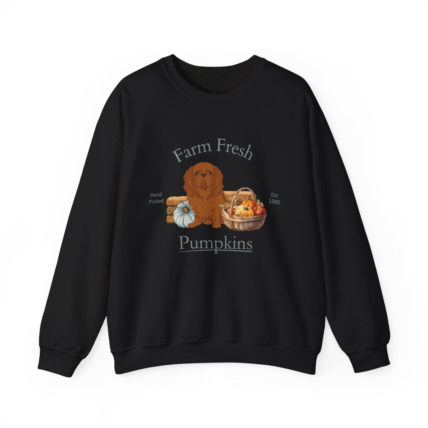 English Toy Spaniel Dog Fall Farm Fresh Unisex Heavy Blend Crewneck Sweatshirt
