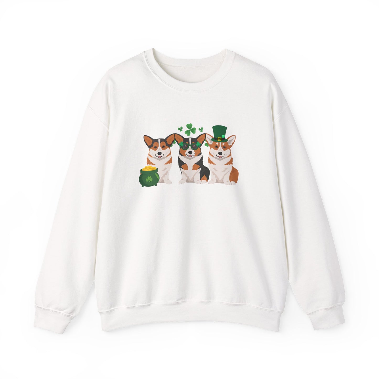 Pembroke Welsh Corgi Dog St Patricks Day Unisex Heavy Blend Crewneck Sweatshirt, St Pattys day, Cute Dog Mom Gift