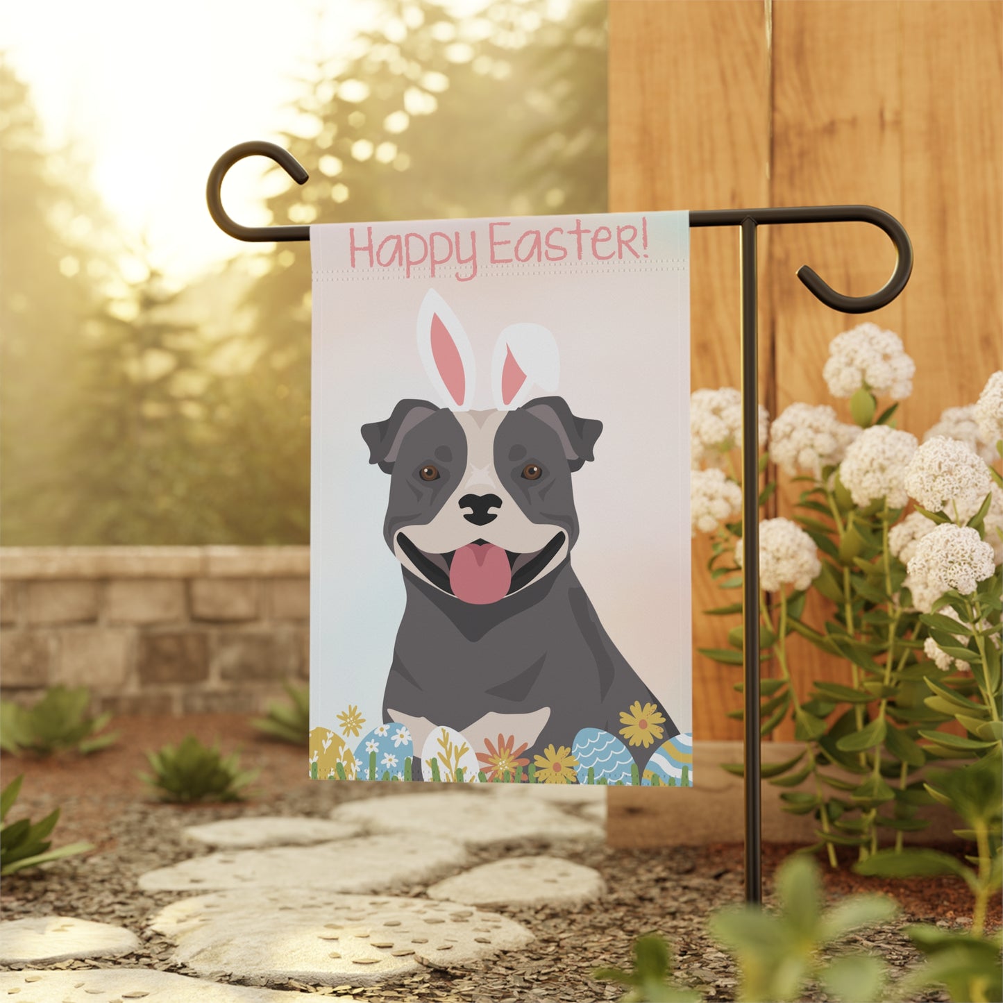 Staffordshire Bull Terrier Dog Happy Easter Garden Flag