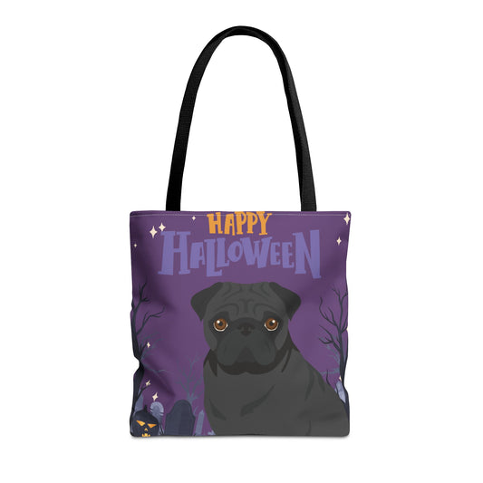 Pug Dog Happy Halloween Tote Bag 16x16