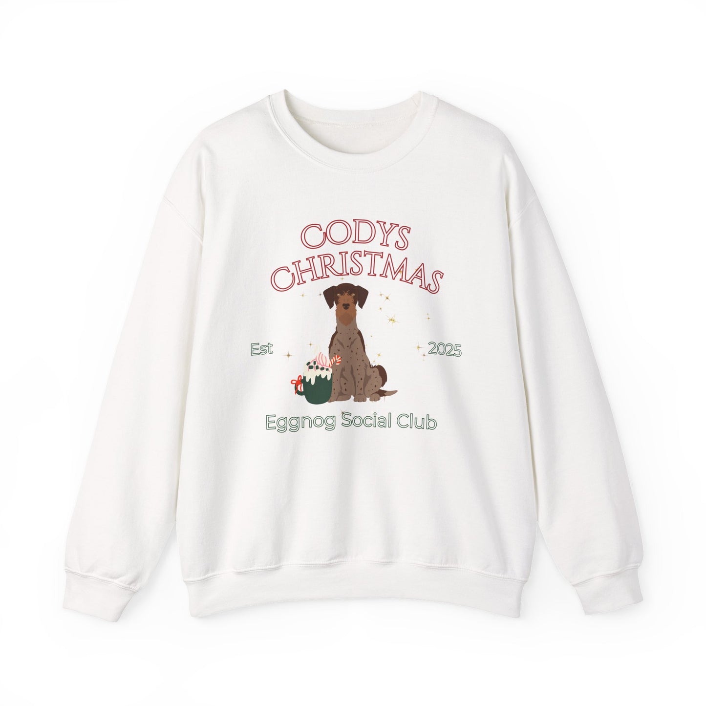 German Wire Haired Pointer Dog Christmas Social Club Unisex Heavy Blend Crewneck Sweatshirt Custom Name