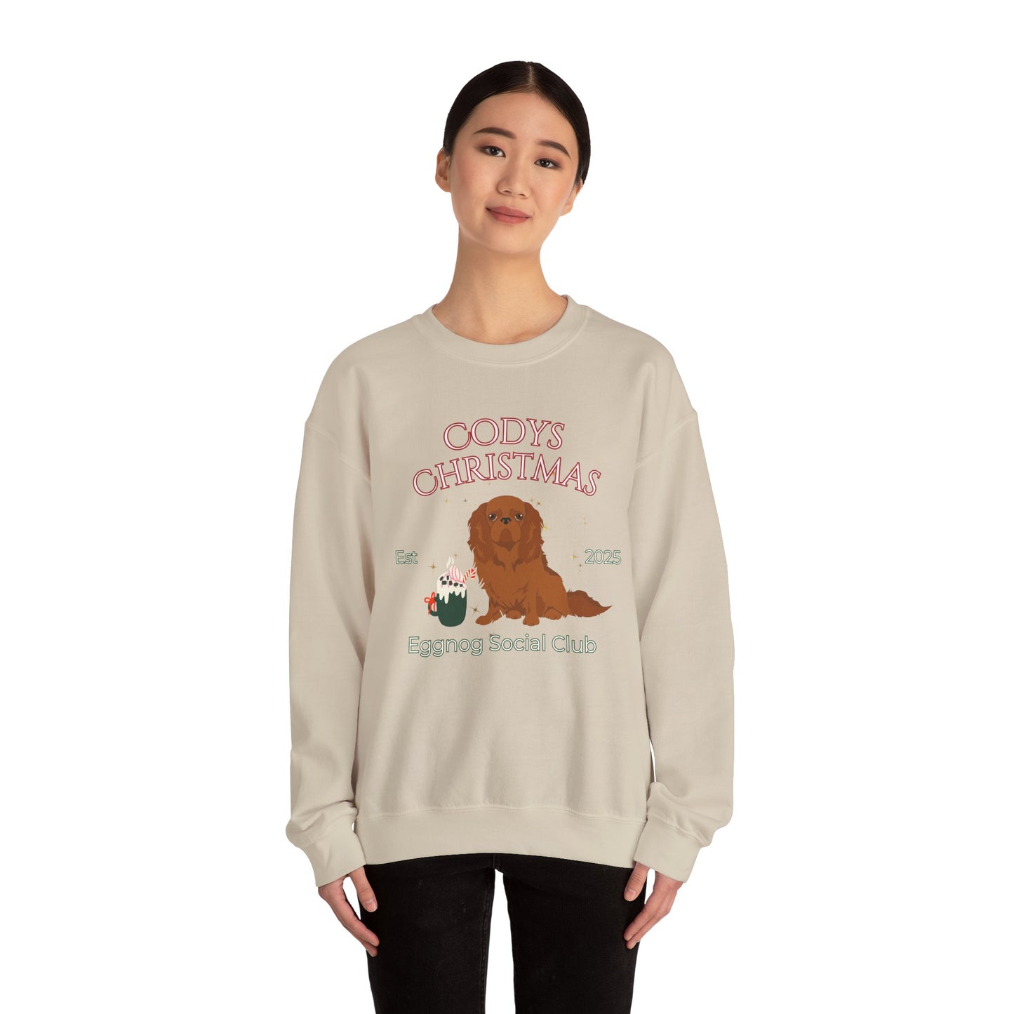 English Toy Spaniel Dog Christmas Social Club Unisex Heavy Blend Crewneck Sweatshirt Custom Name