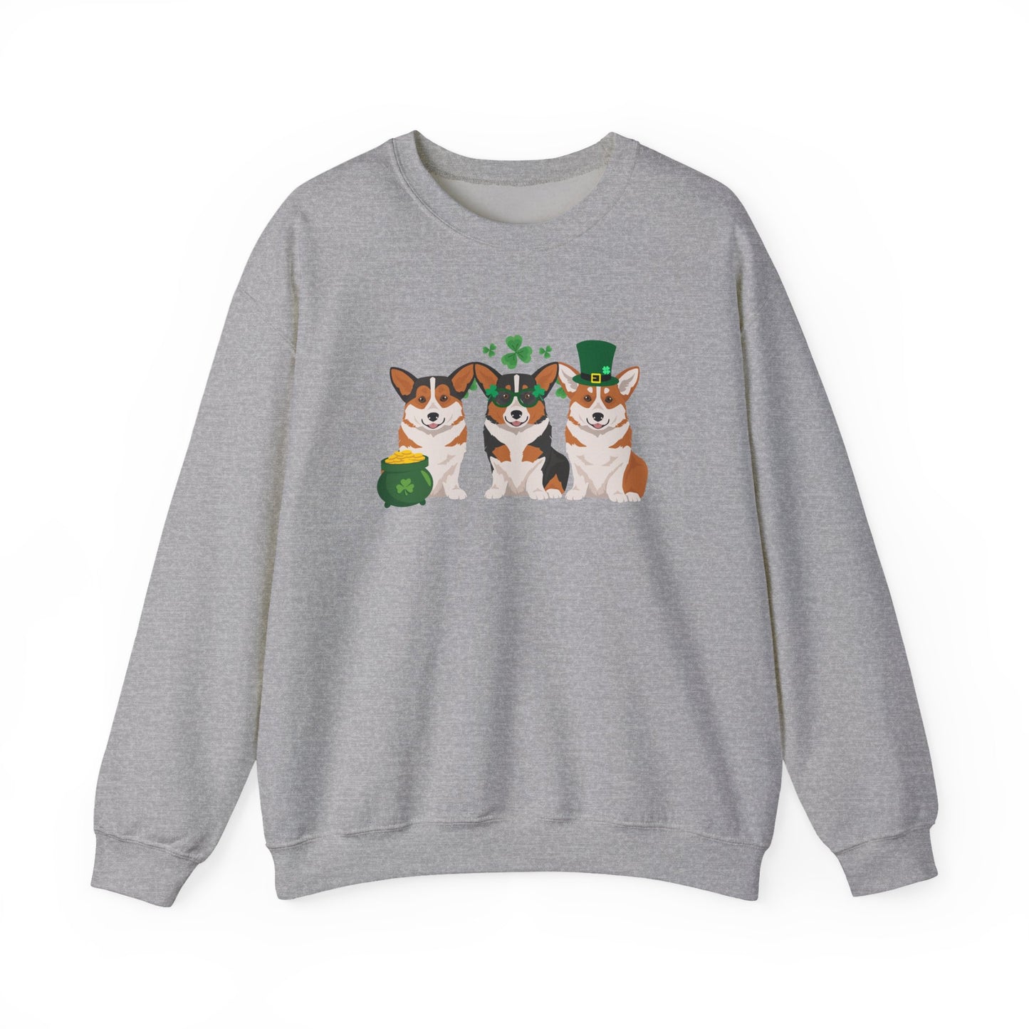 Pembroke Welsh Corgi Dog St Patricks Day Unisex Heavy Blend Crewneck Sweatshirt, St Pattys day, Cute Dog Mom Gift