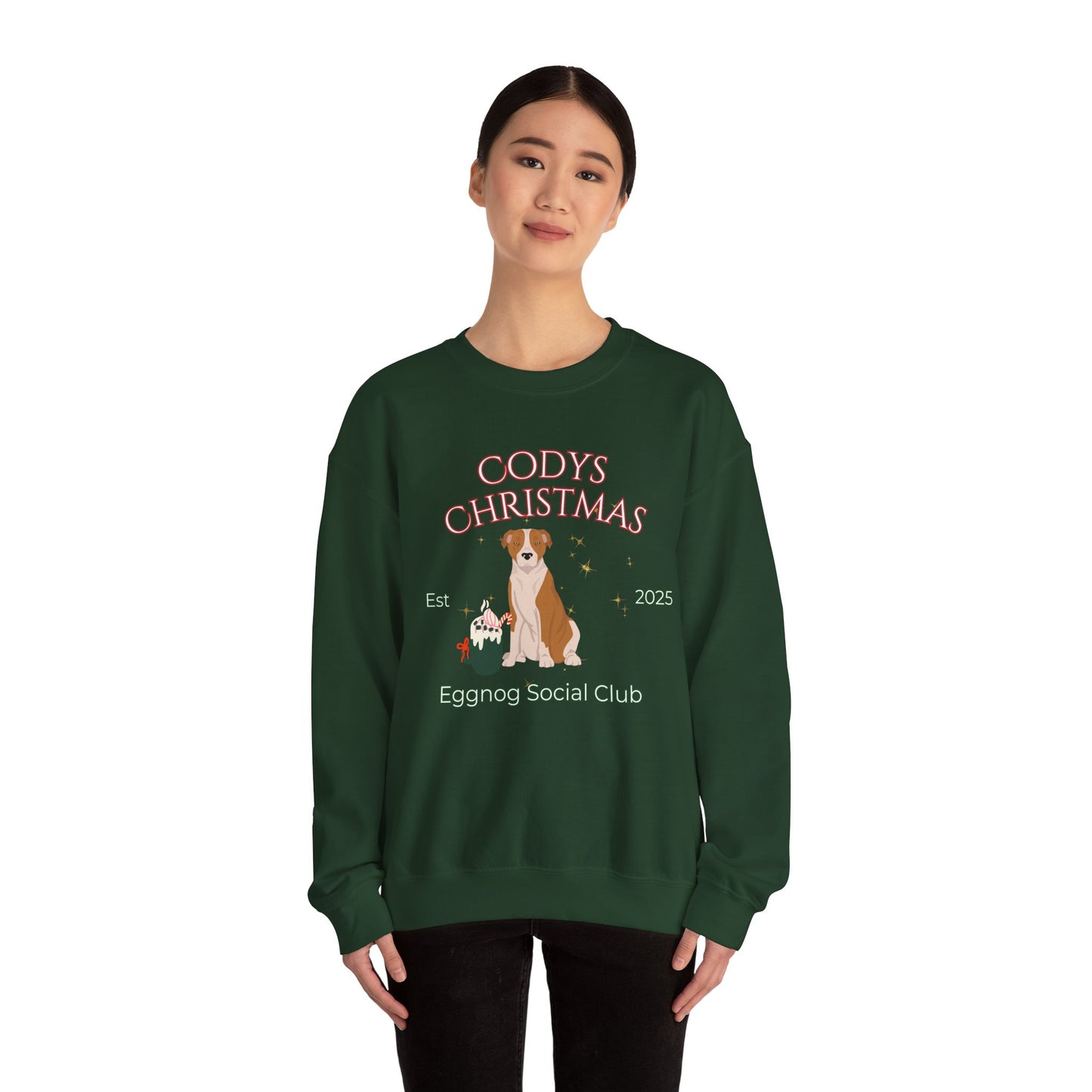 American Staffordshire Terrier Dog Christmas Social Club Unisex Heavy Blend Crewneck Sweatshirt Custom Name