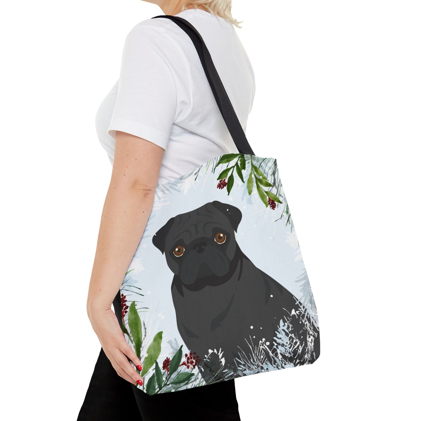 Pug Dog Christmas Holiday Tote Bag 16x16
