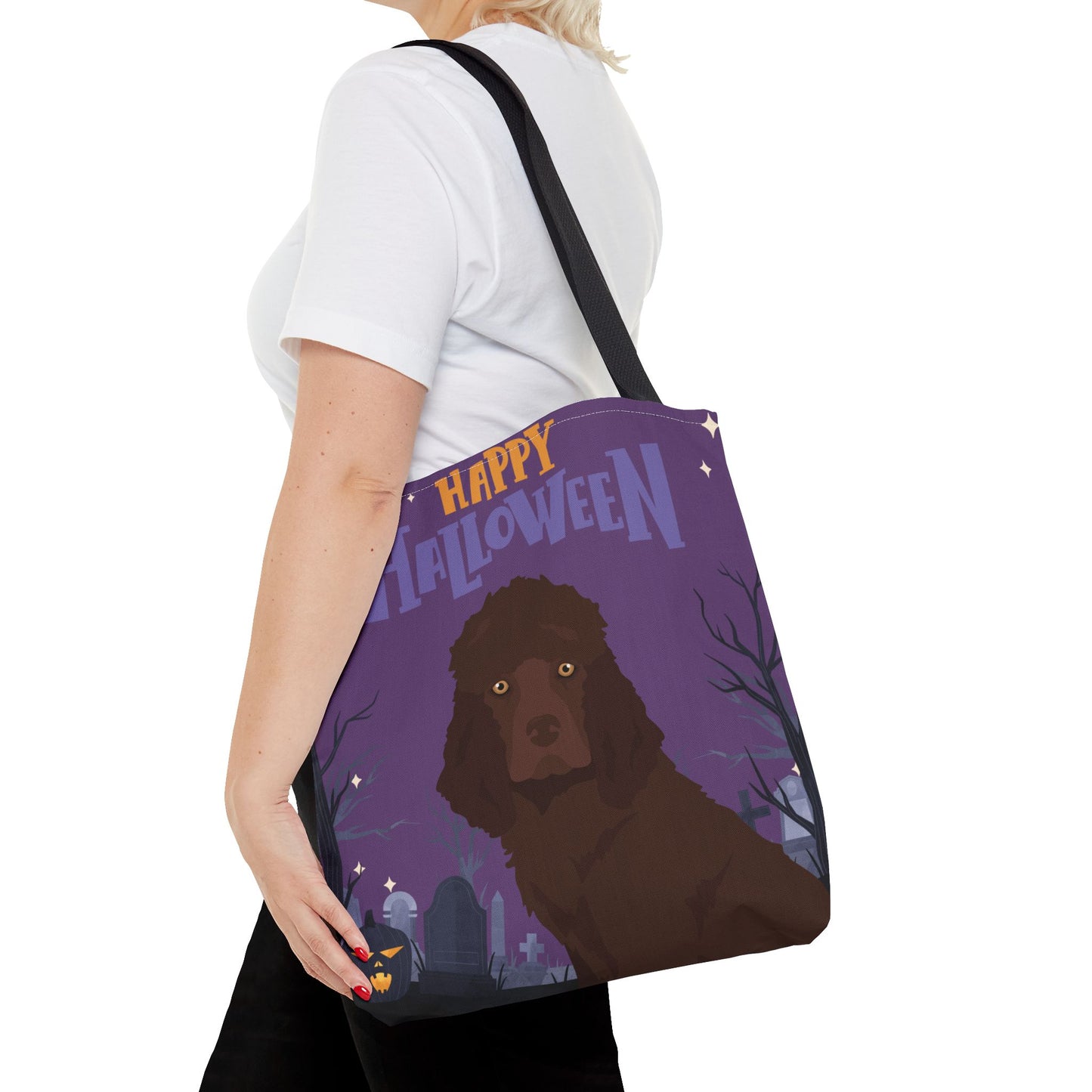 Irish Water Spaniel Dog Happy Halloween Tote Bag 16x16