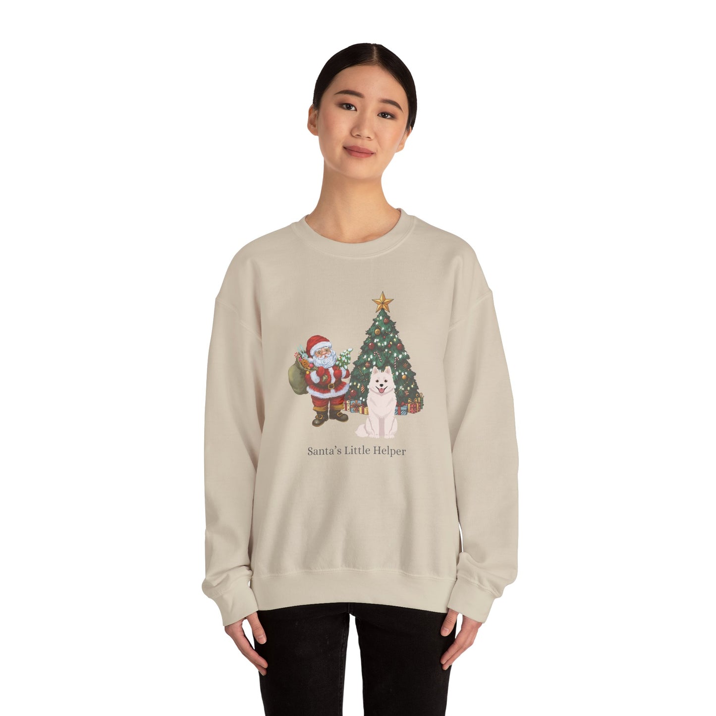 American Eskimo Dog Santa's Little Helper Unisex Heavy Blend Crewneck Sweatshirt