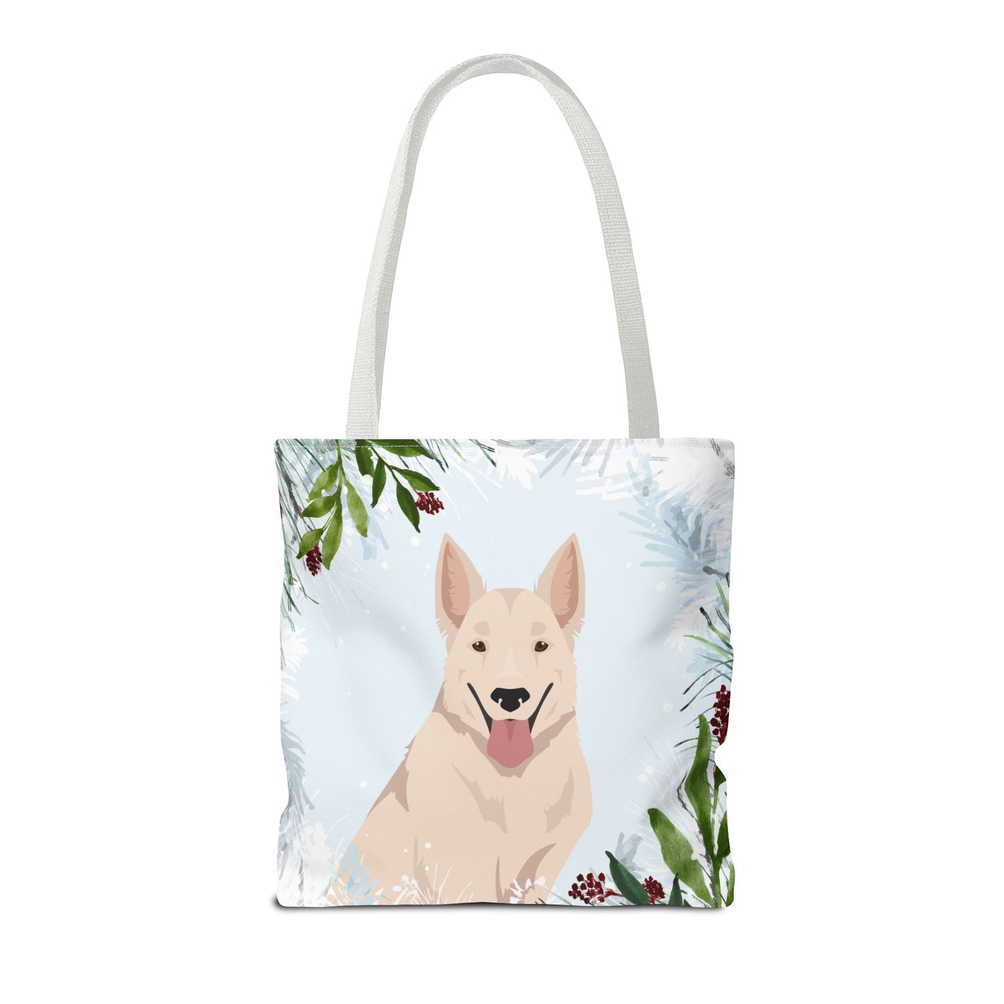 White Swiss Shepherd Dog Christmas Holiday Tote Bag 16x16