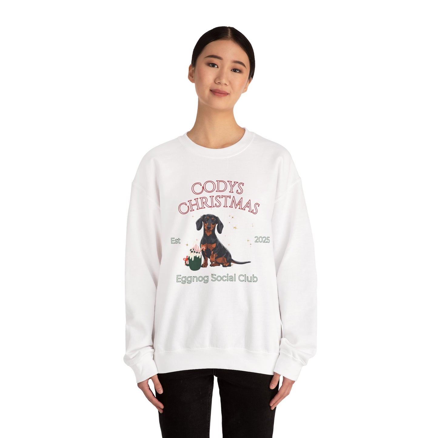 Dachshund Dog Christmas Social Club Unisex Heavy Blend Crewneck Sweatshirt Custom Name