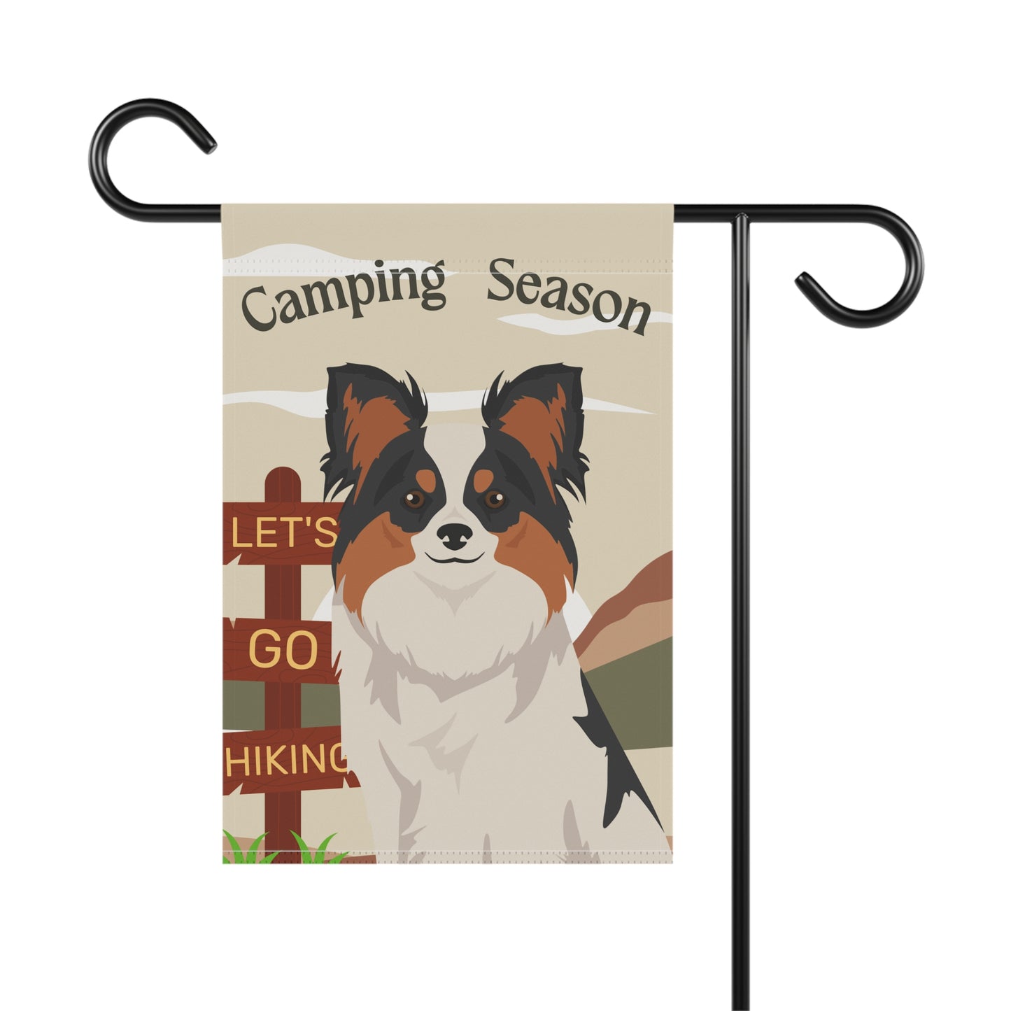 Papillon Dog Camping Garden Flag
