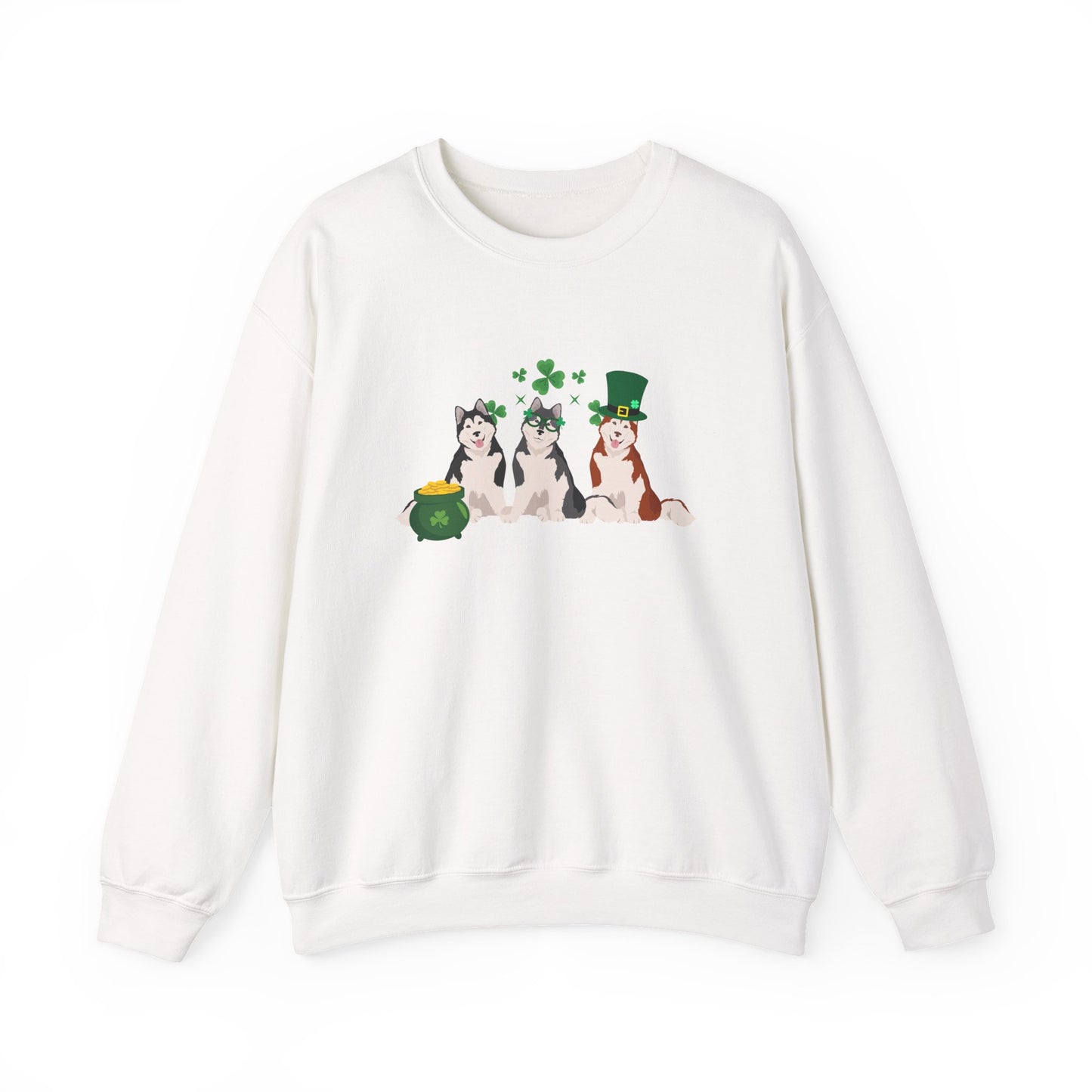 Alaskan Malamute Dog St Patricks Day Unisex Heavy Blend Crewneck Sweatshirt, St Pattys day, Cute Dog Mom Gift