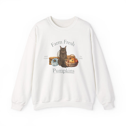 Maine Coon Cat Fall Farm Fresh Unisex Heavy Blend Crewneck Sweatshirt