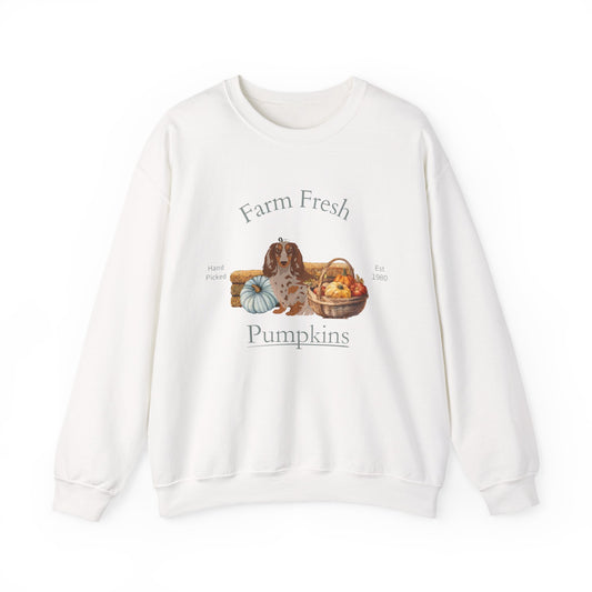 Dachshund Dog Fall Farm Fresh Unisex Heavy Blend Crewneck Sweatshirt