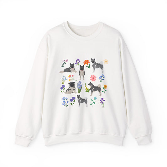 Norwegian Elkhound Dog Unisex Spring Cottage Core Crewneck Sweatshirt