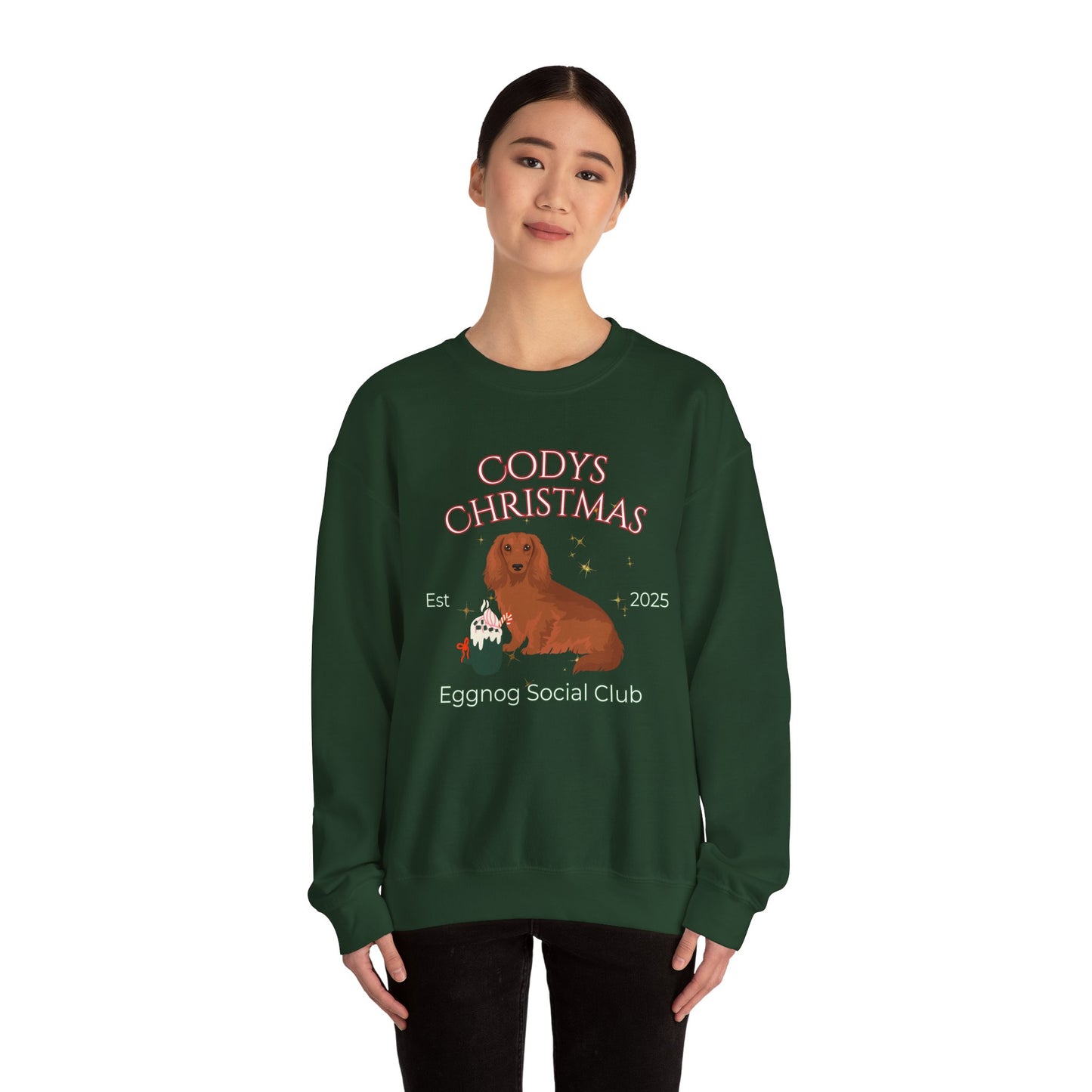 Dachshund Dog Christmas Social Club Unisex Heavy Blend Crewneck Sweatshirt Custom Name