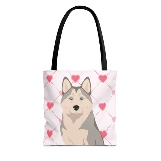 Alaskan Husky Dog Valentines Day Tote Bag, Husky Dog Mom Gift