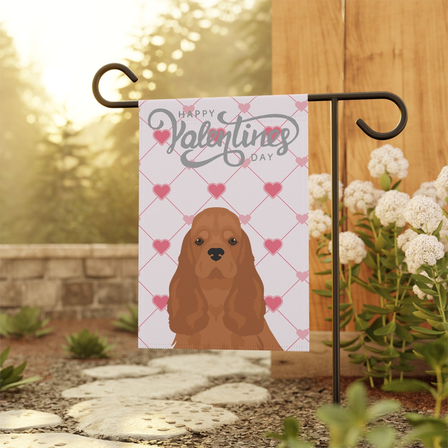 Cocker Spaniel Dog Valentines Day Garden Flag