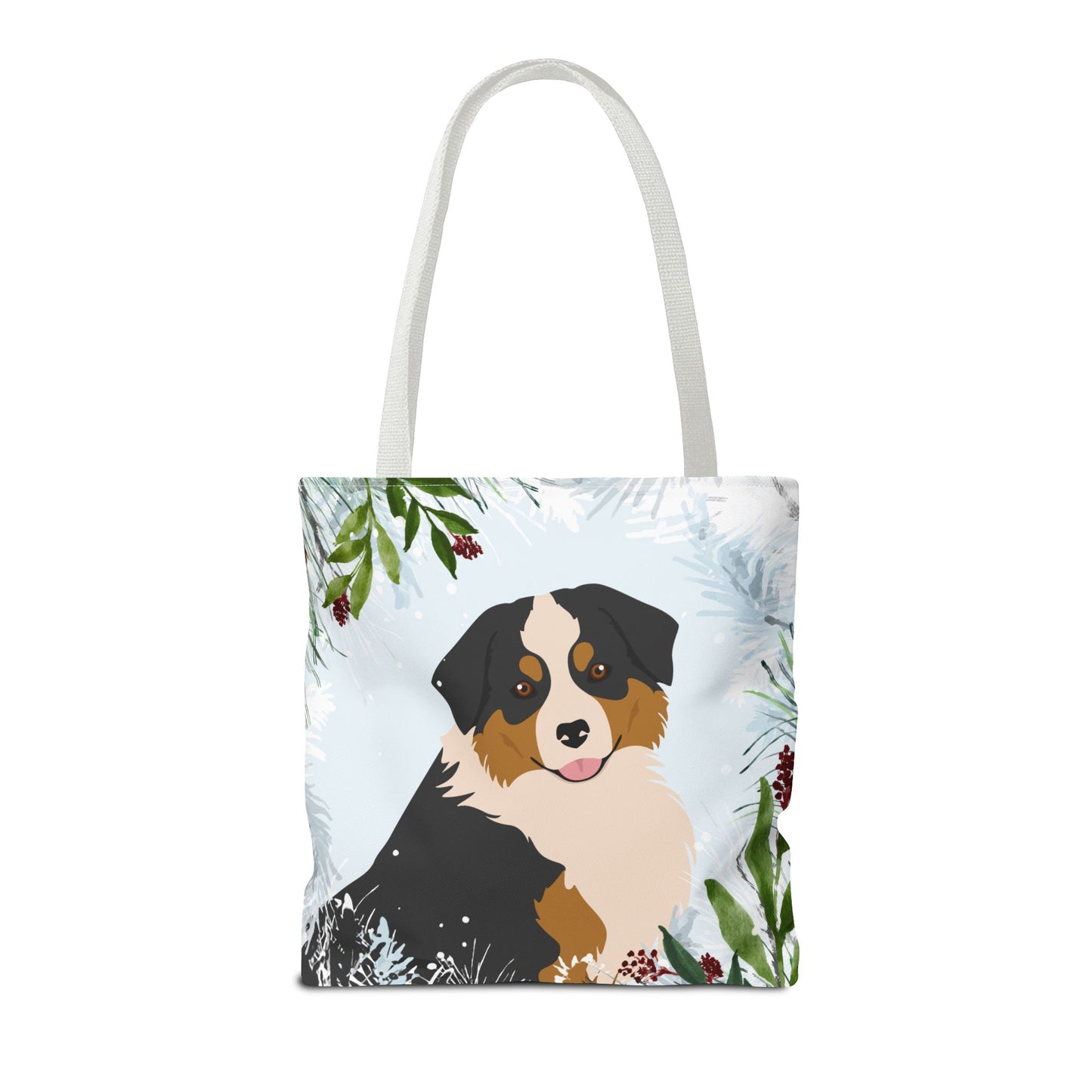 Miniature American Shepherd Dog Christmas Holiday Tote Bag 16x16