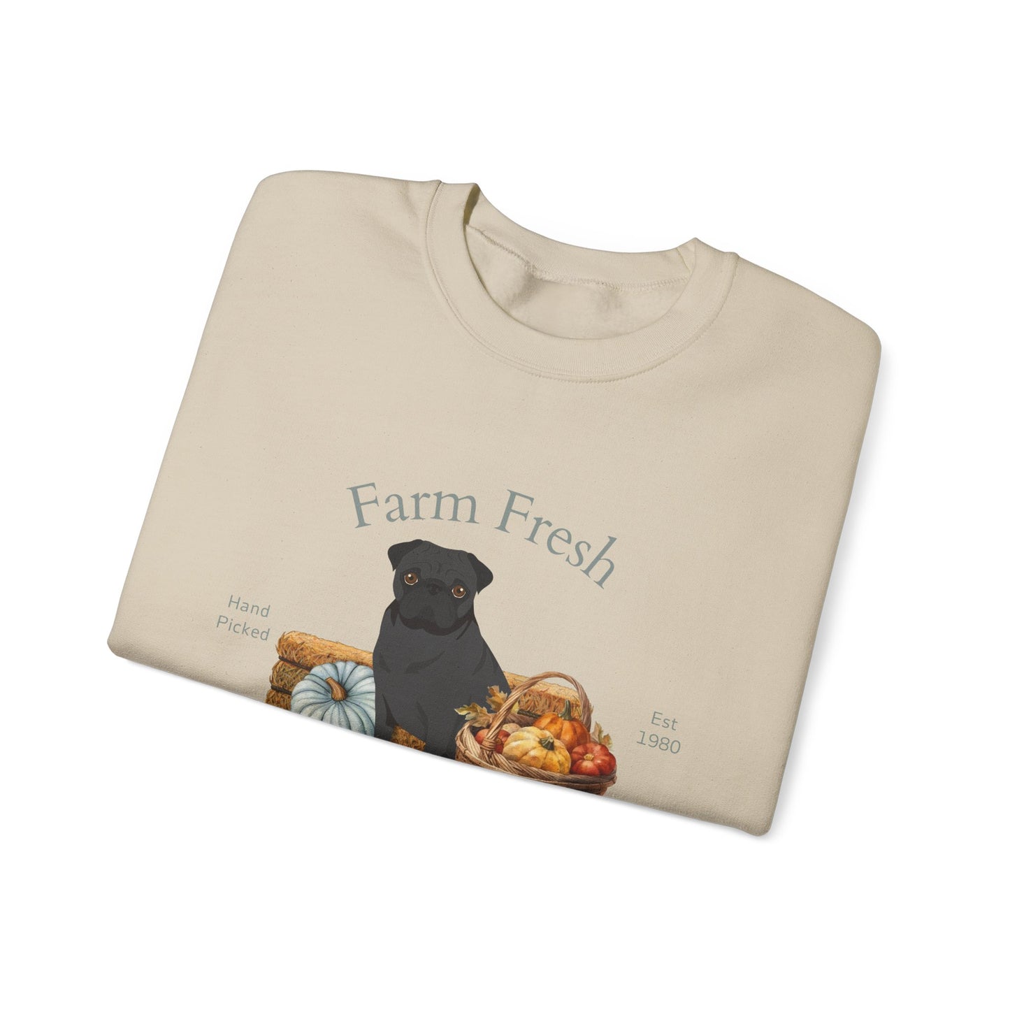 Pug Dog Fall Farm Fresh Unisex Heavy Blend Crewneck Sweatshirt
