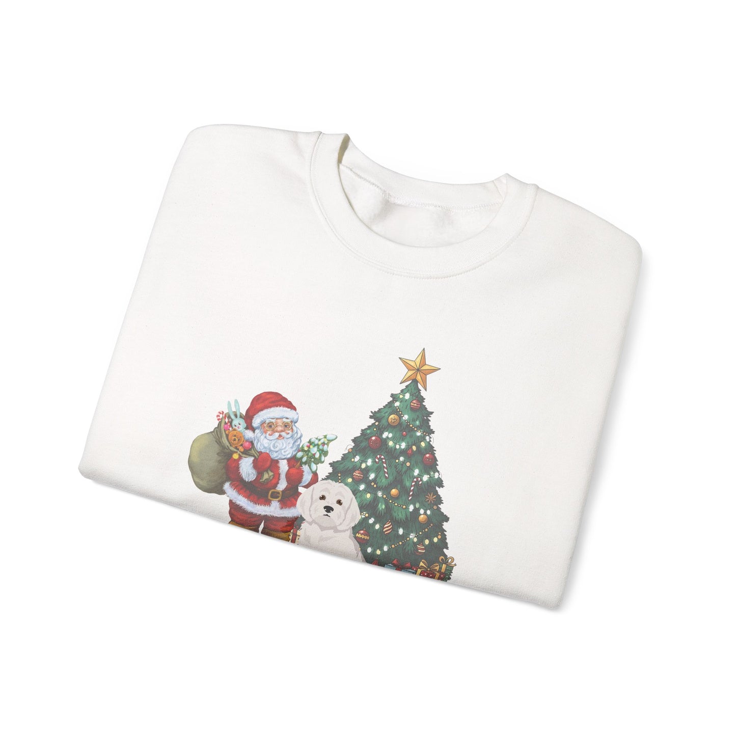 Maltese Dog Santa's Little Helper Unisex Heavy Blend Crewneck Sweatshirt