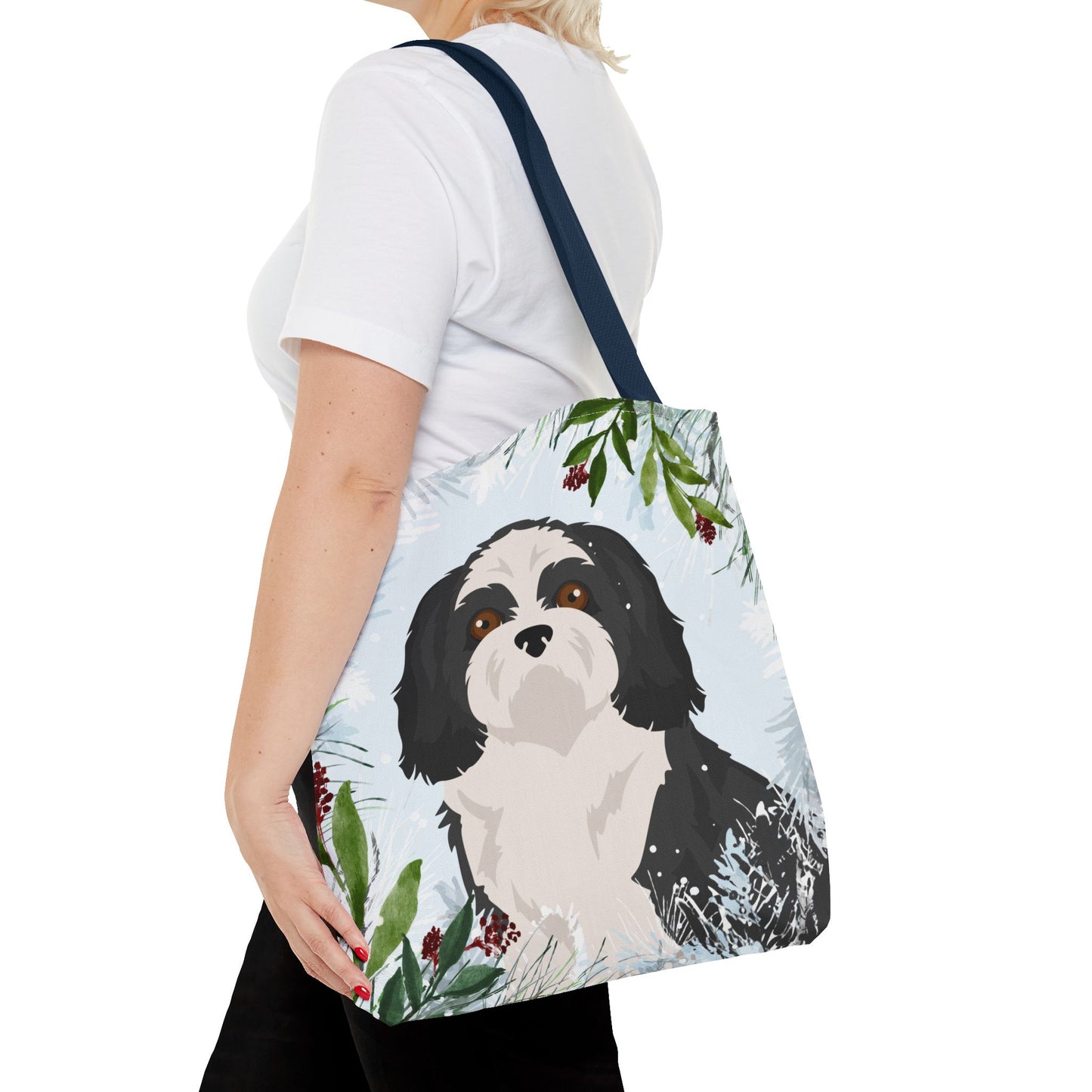 Shih Tzu Dog Christmas Holiday Tote Bag 16x16