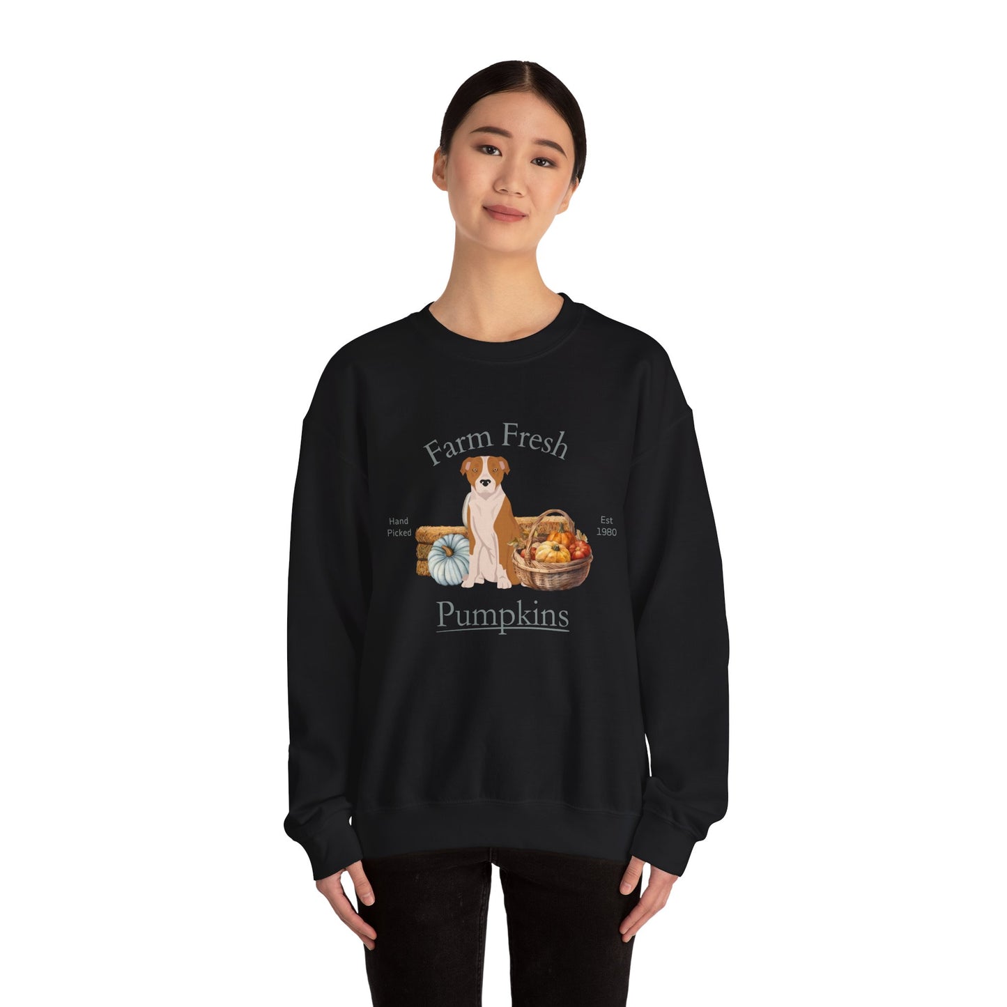 American Staffordshire Terrier Dog Fall Farm Fresh Unisex Heavy Blend Crewneck Sweatshirt