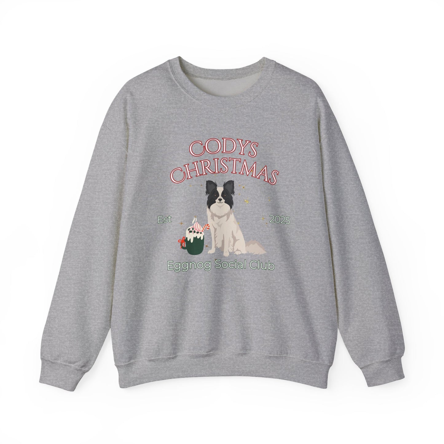 Papillon Dog Christmas Social Club Unisex Heavy Blend Crewneck Sweatshirt Custom Name