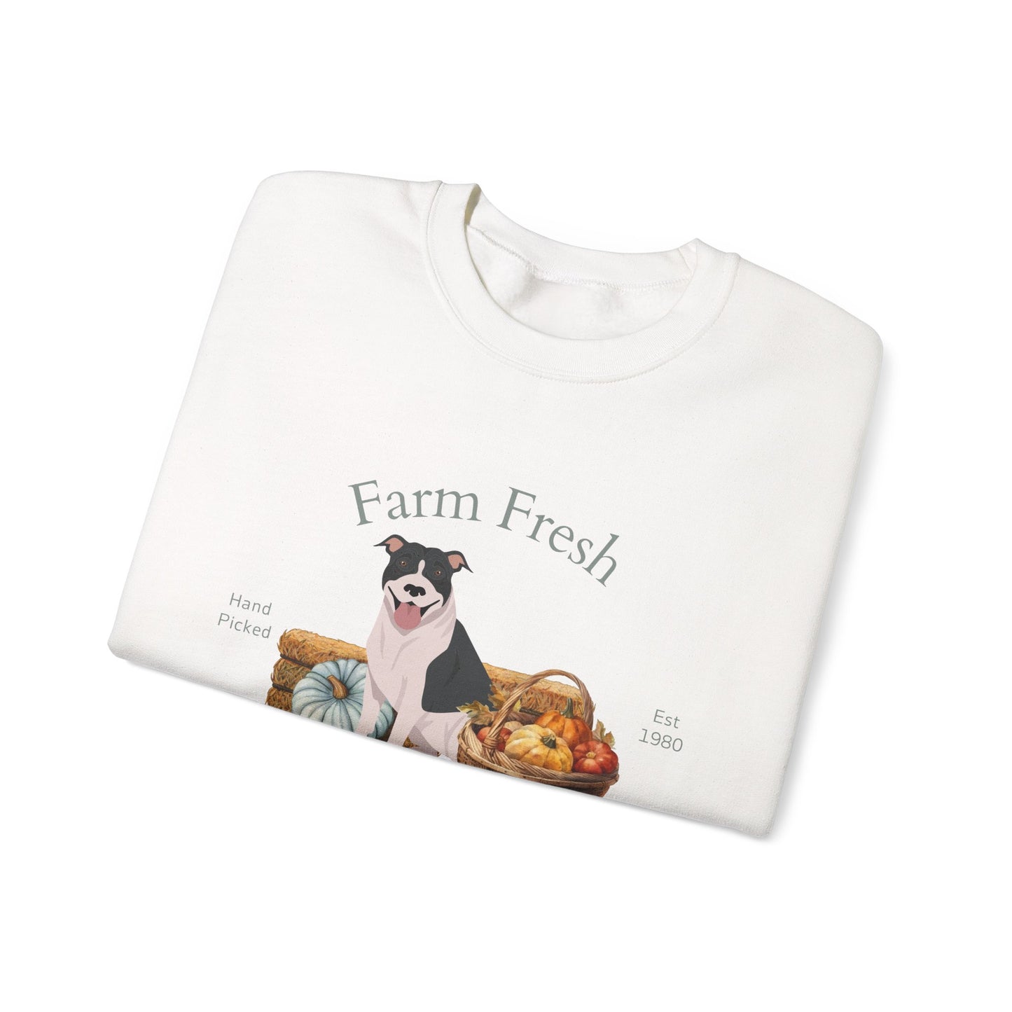 Pit Bull Terrier Dog Fall Farm Fresh Unisex Heavy Blend Crewneck Sweatshirt