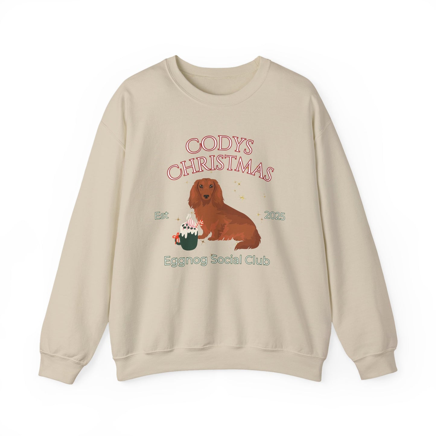 Dachshund Dog Christmas Social Club Unisex Heavy Blend Crewneck Sweatshirt Custom Name