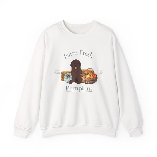 Newfoundland Dog Fall Farm Fresh Unisex Heavy Blend Crewneck Sweatshirt