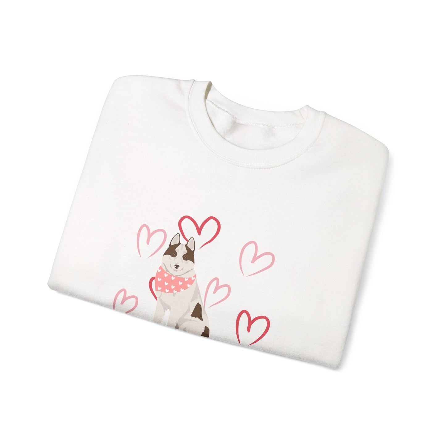 Siberian Husky Dog Valentines Day Unisex Heavy Blend Crewneck Sweatshirt